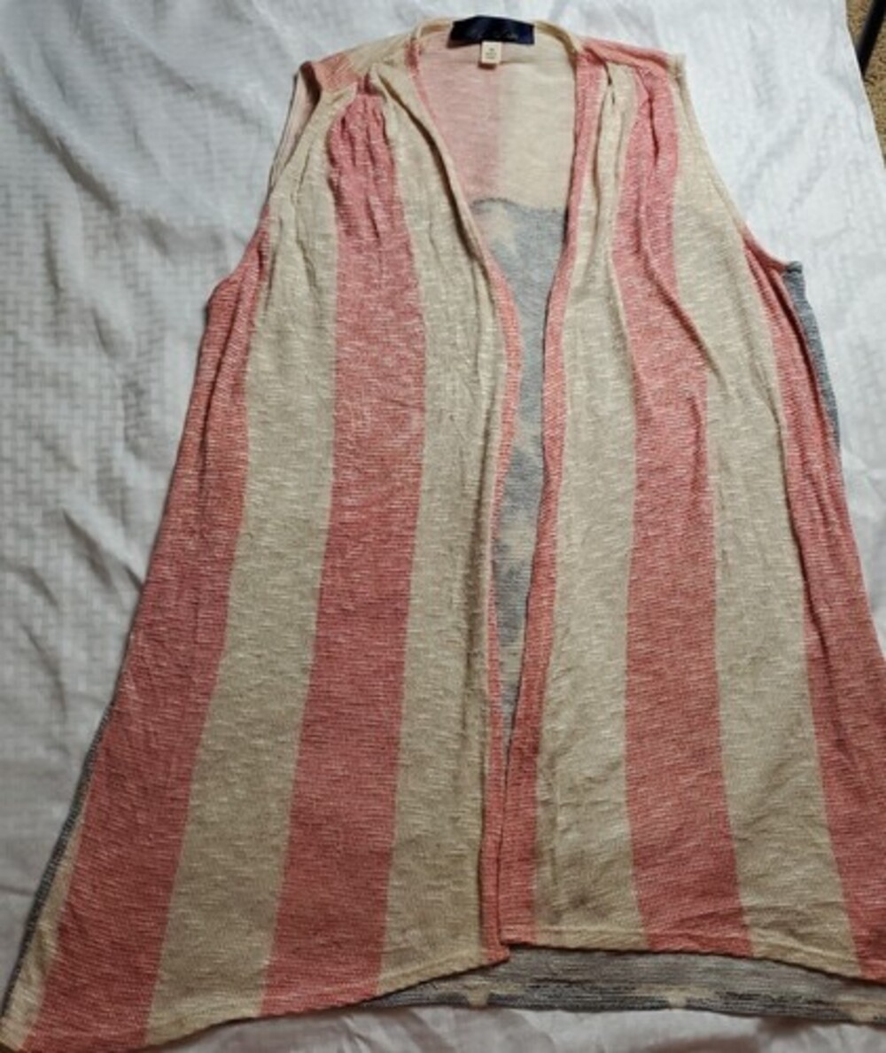 Blue Rain Women sleeveless Cardigan stars stripes red blue medium